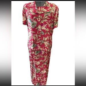 Sunshine starshine 90s/Y2K pink Hawaiian print ladies size 12 2 piece maxi dress